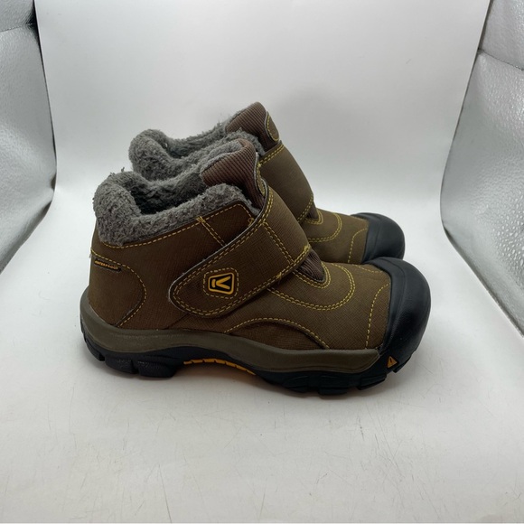 Keen Waterproof faux fur lined Kids Brown leather Boots size 12 - Picture 2 of 9